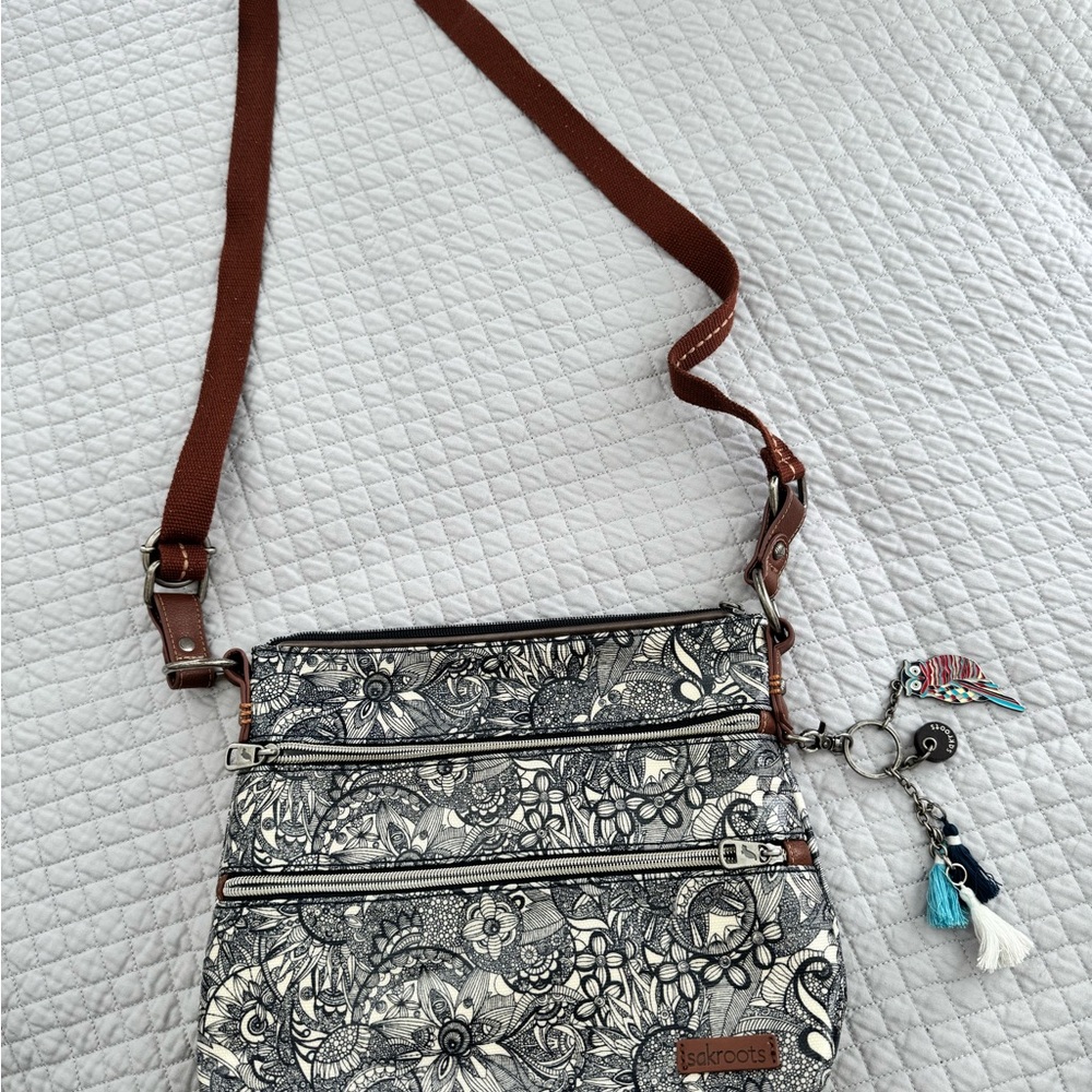 Sakroots Black and Brown Bohemian Crossbody Bag
